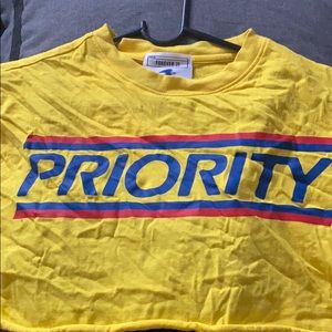 yellow priority crop top